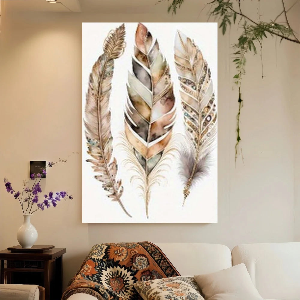 Framed Canvas Print Tree Of Life Dream Catcher Feathers Religious