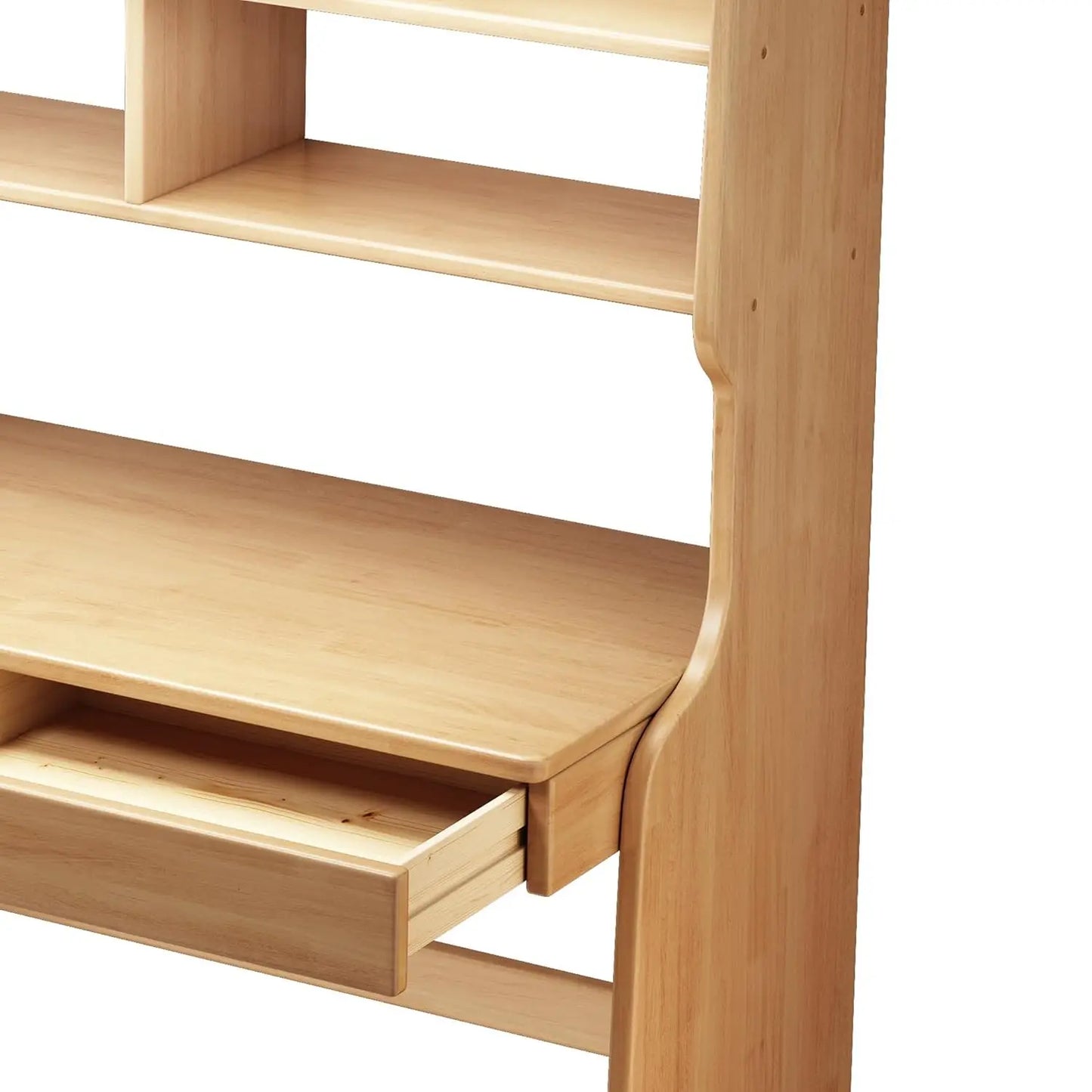 Kids Desk With Drawers And Bookshelf In Rubber Wood
