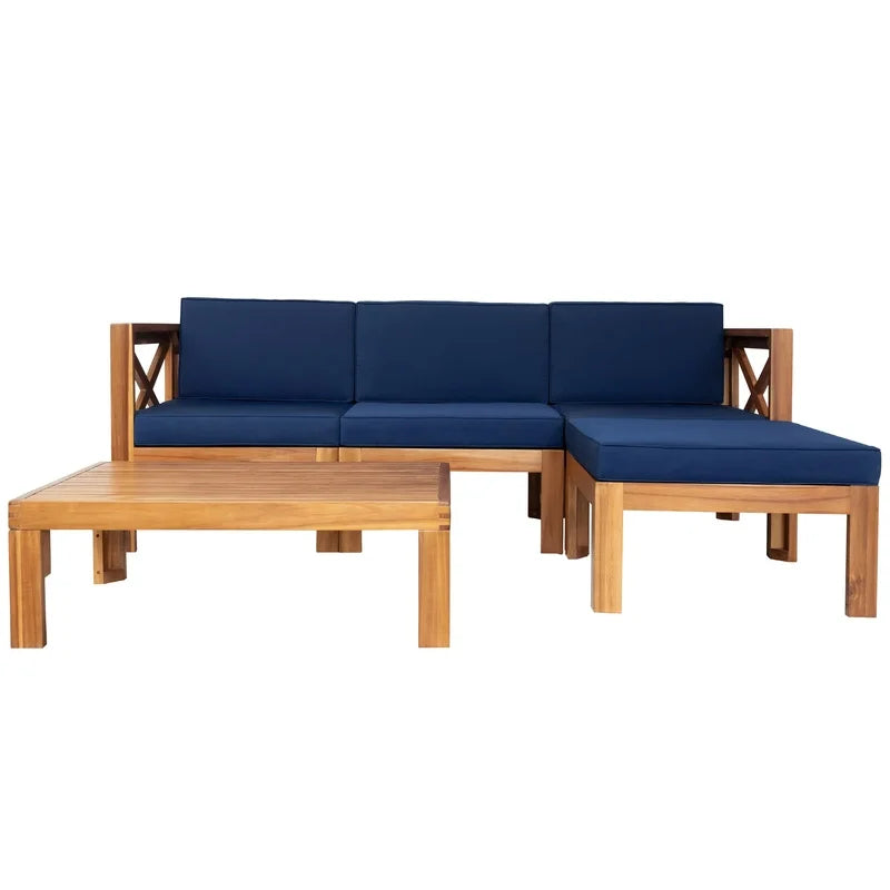 Outdoor Patio Wood Sectional Sofa Set For Garden Use