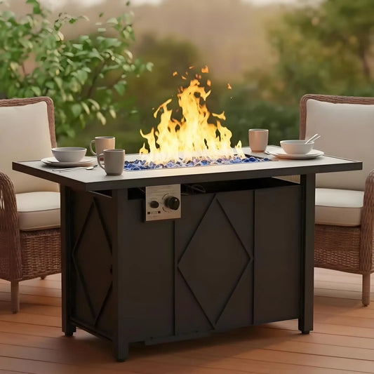 JHK Outdoor Propane Fire Pit Table 50000 BTU For Patio