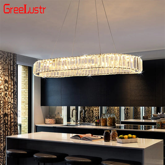GreeLustr Indoor K9 Crystal Oval Ring Lamp Chandelier Pendant