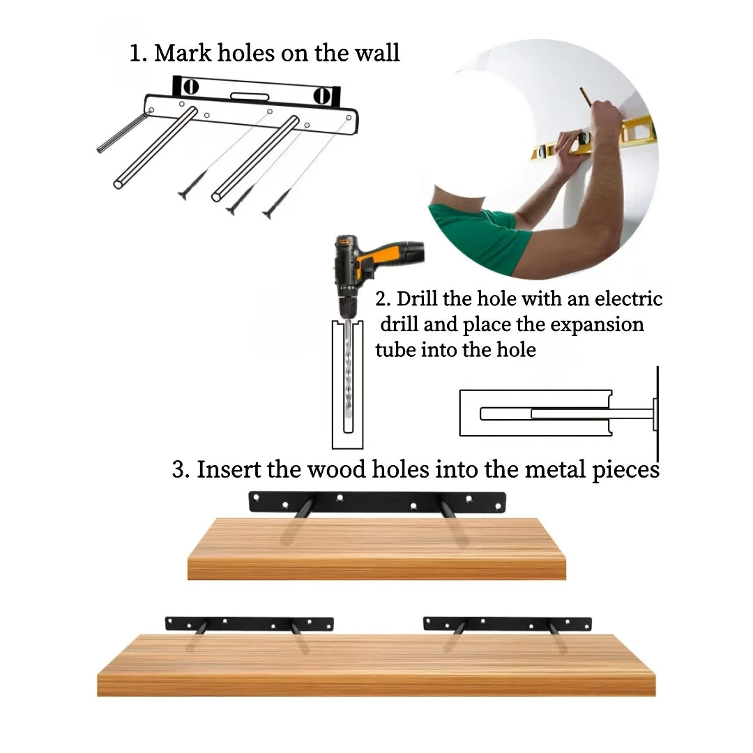 Wooden Wall Mounted Shelf For Living Room Bookshelf With Straight Line Design