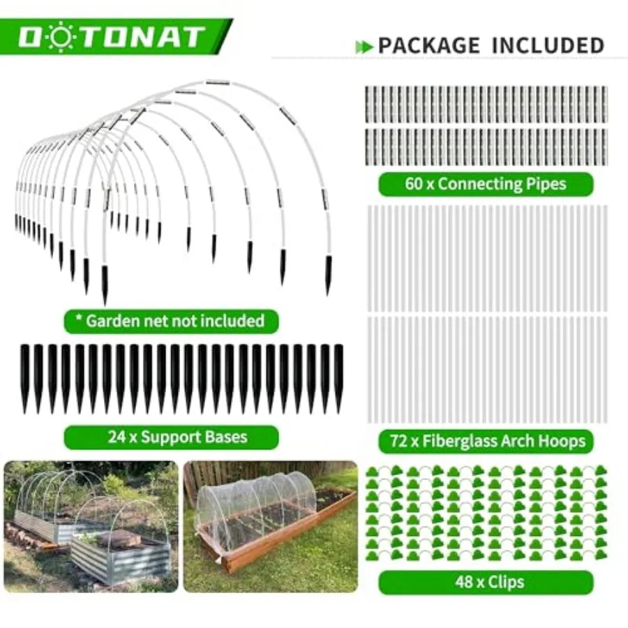Garden Hoops for Raised Beds Fiberglass Frame With Bases