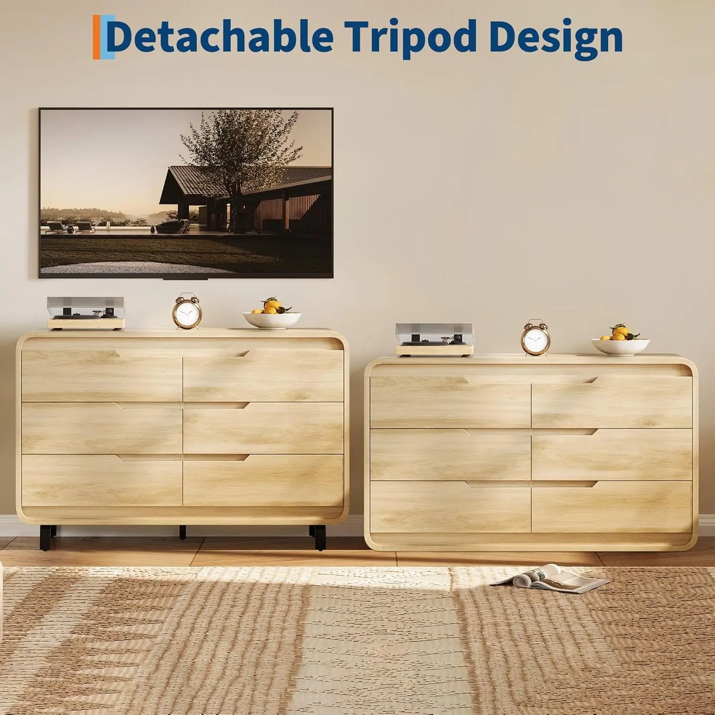 HiMISS Six Drawer Dresser Modern Wood Storage For Bedroom