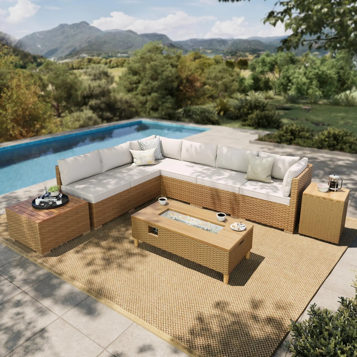 Three-Piece Wicker Patio Furniture Set With Outdoor Sofa