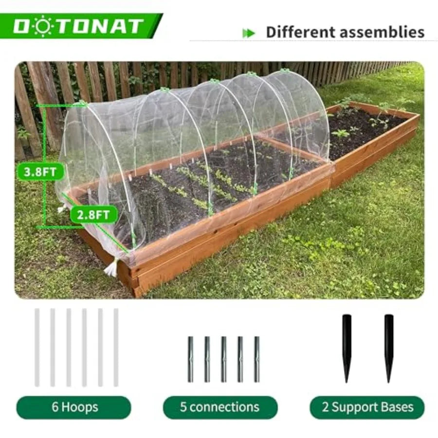 Garden Hoops for Raised Beds Fiberglass Frame With Bases