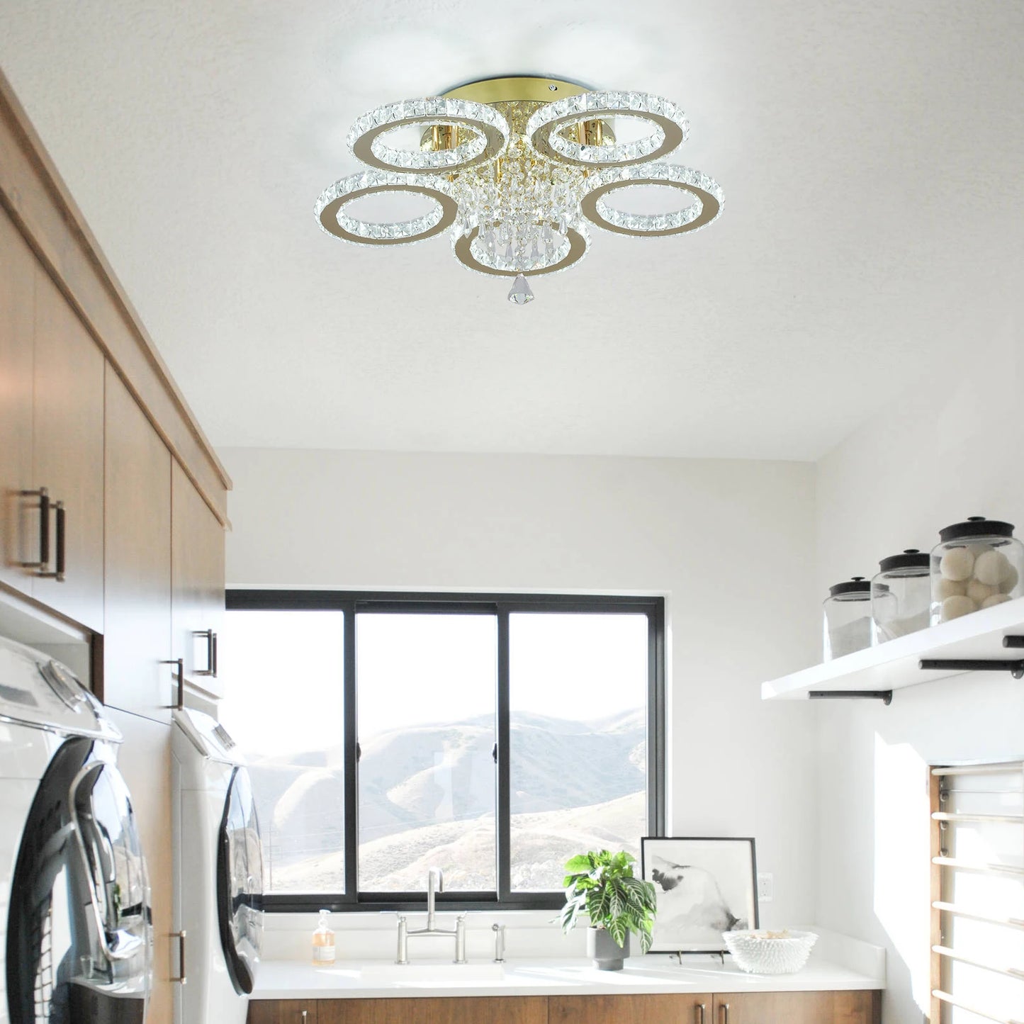 VETRULUS Crystal Led Ceiling Chandelier Gold Modern Living Room Pendant