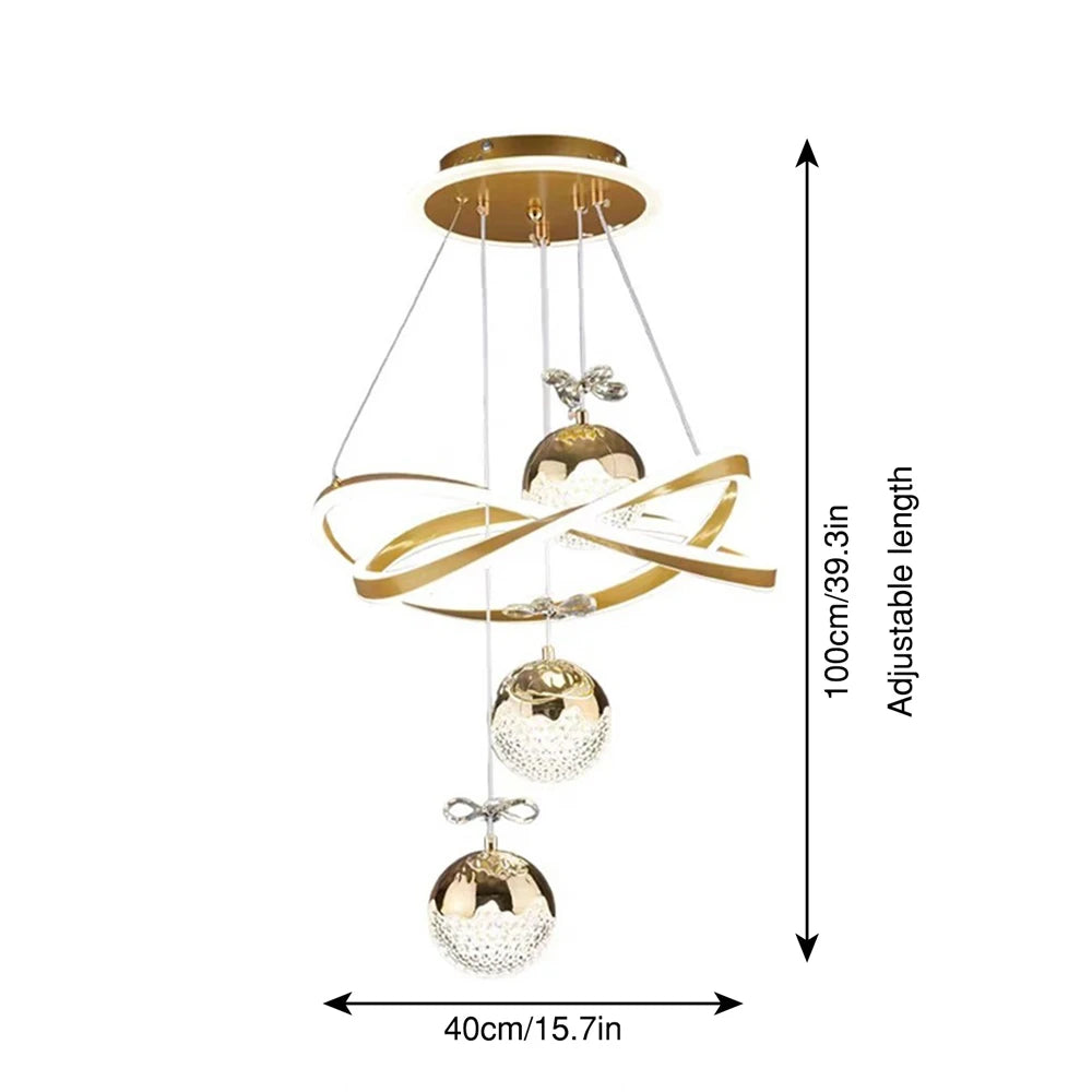 Led Pendant Chandelier With Three Color Temperatures And Adjustable Height