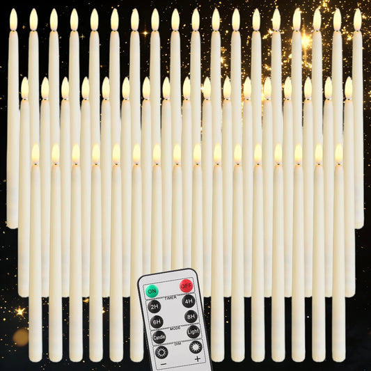 Battery Operated LED Taper Candles With Flickering Remote Control
