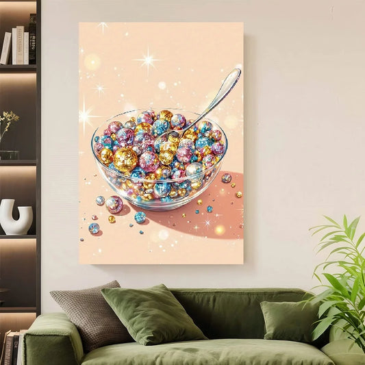 Framed Disco Ball Soup Canvas Wall Art Print Modern Par