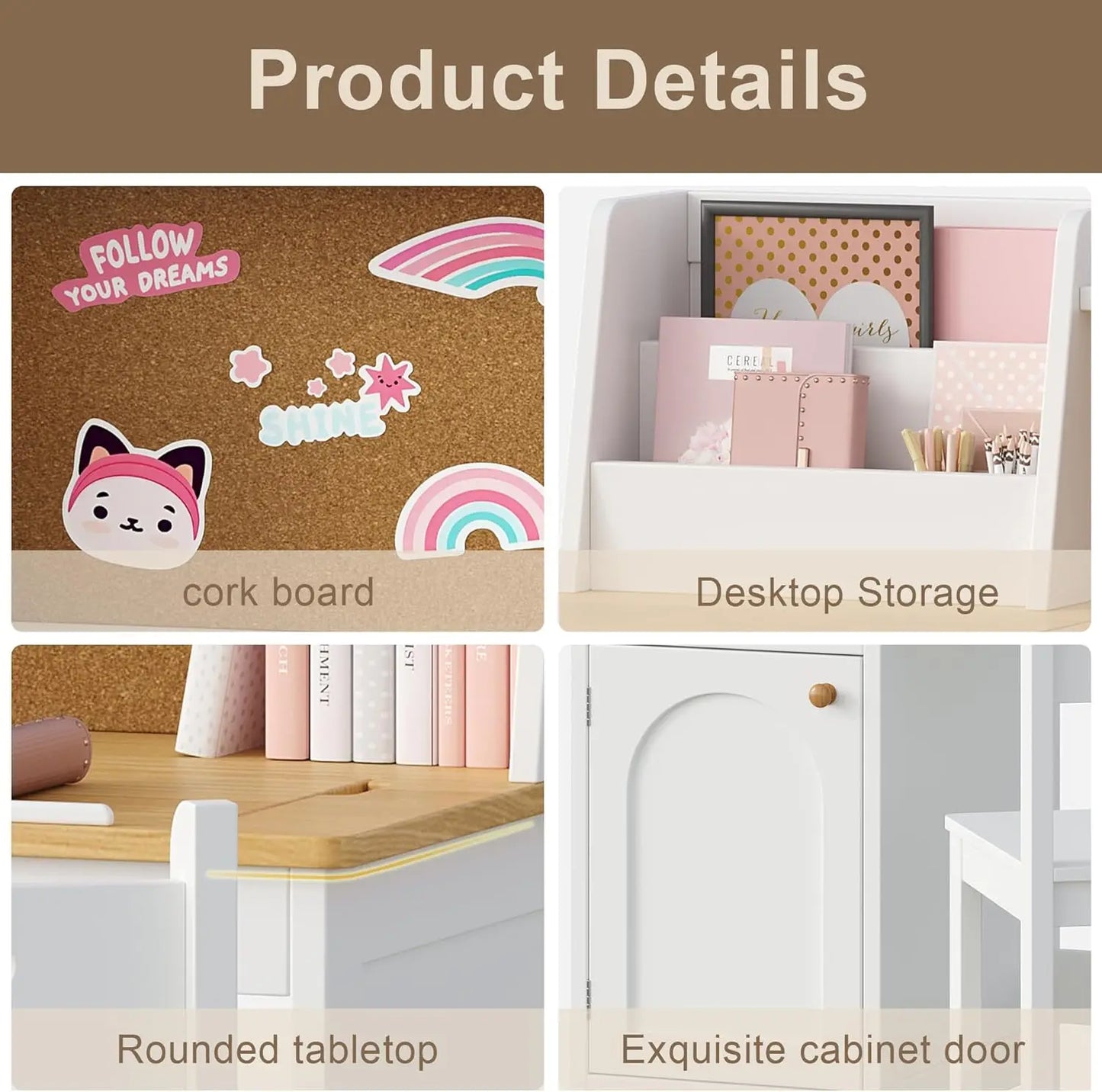 Kids Study Desk And Chair Set With Hutch Tiltable Desktop