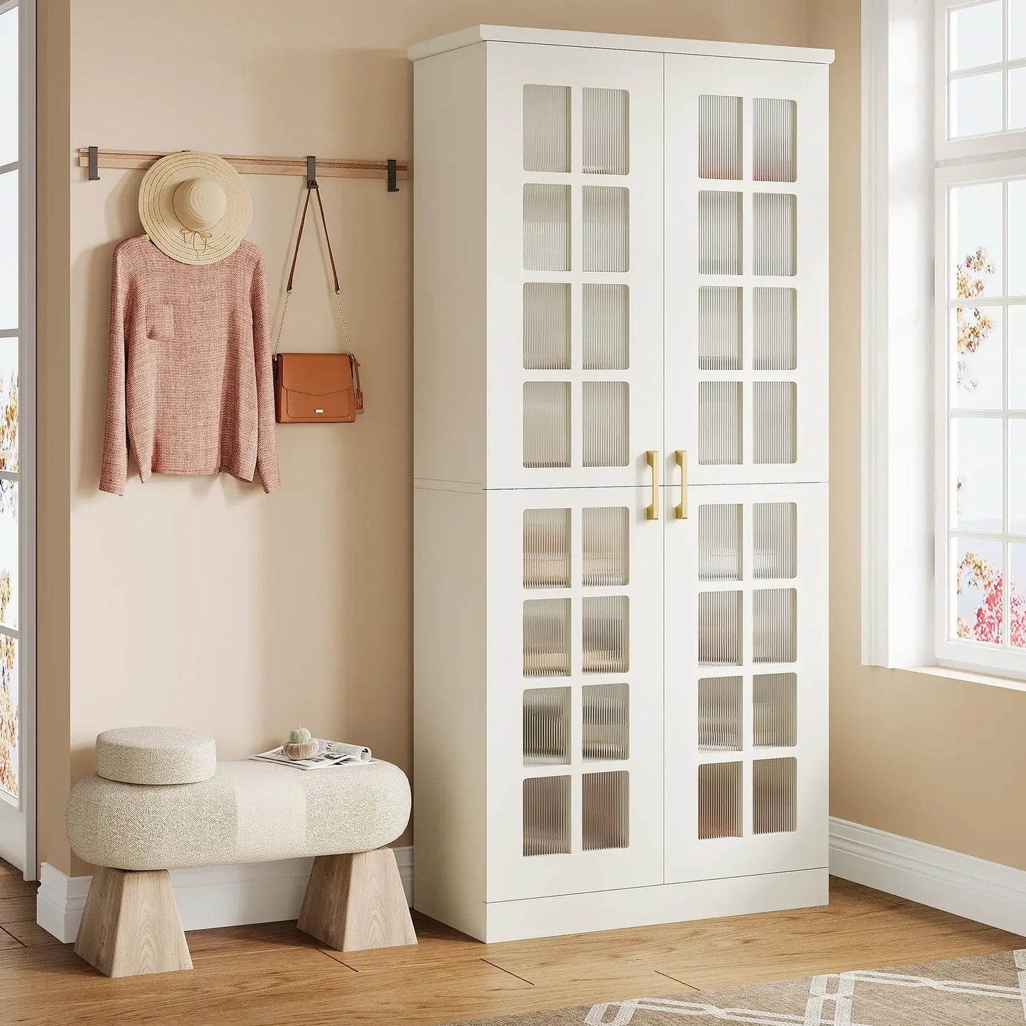 Tall Shoe Cabinet With Doors Eight Tier Storage Organizer