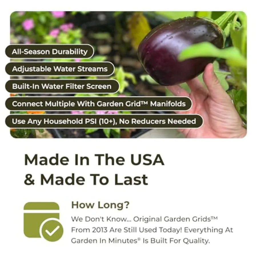 Garden Grid Watering System Preassembled For Raised Beds Drip Irrigation