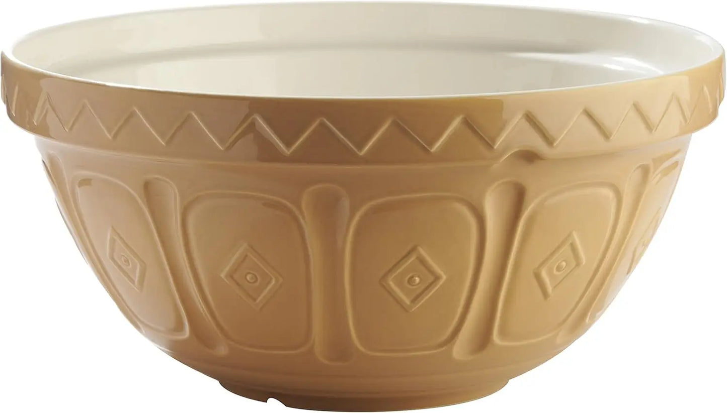 Heavy Earthenware Mixing Bowl Wide Shallow For Kneading Dishwasher Safe