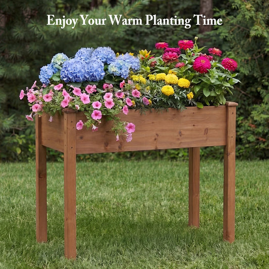 JHK Wood Raised Garden Bed Planter Box With Legs For Patio