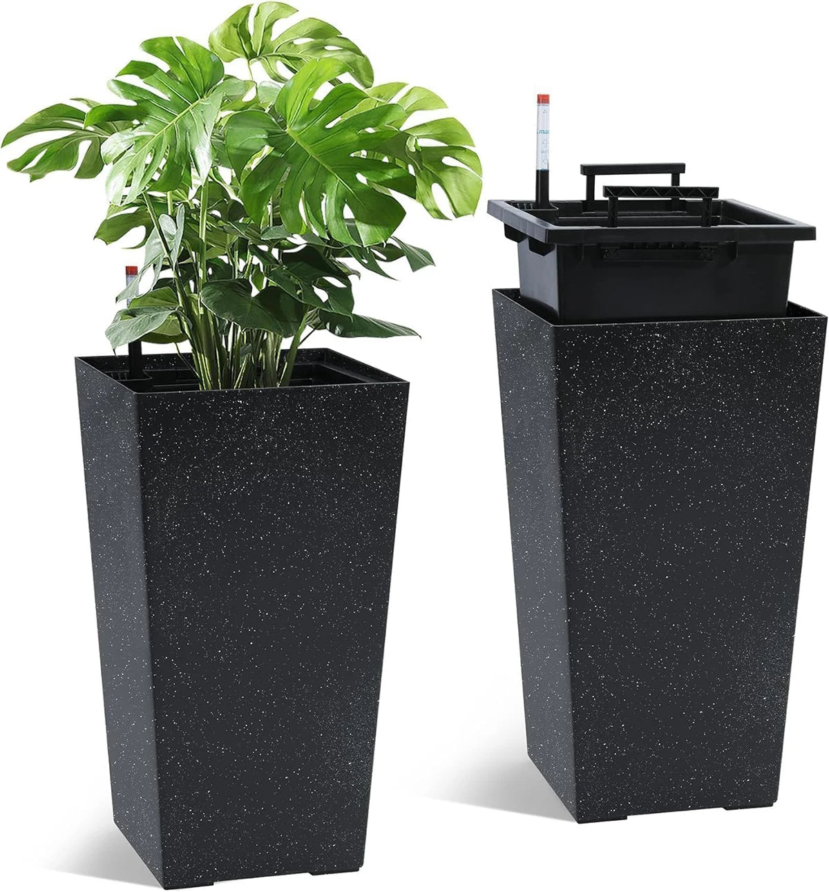 TWISTER.CK Rectangular Planters Set Of 2 Pots With Drainage Holes