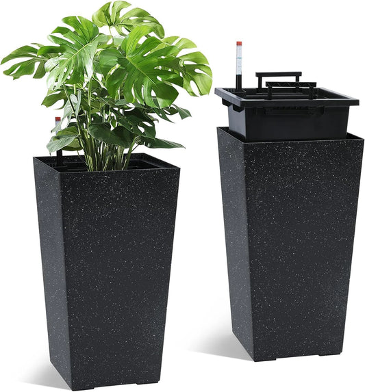 TWISTER.CK Rectangular Planters Set Of 2 Pots With Drainage Holes