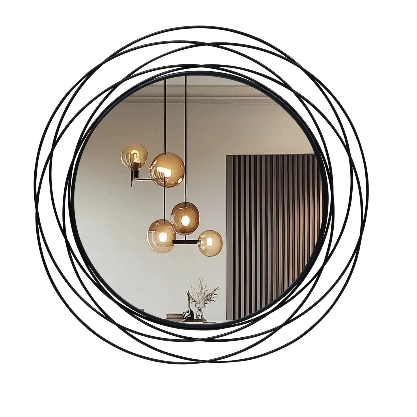 LUVODI Round Iron Wire Frame Wall Mirror Circle Decor