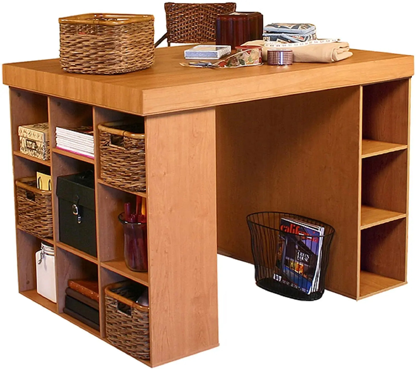 Project Center Desk With Bookcase And 3 Bin Cabinet