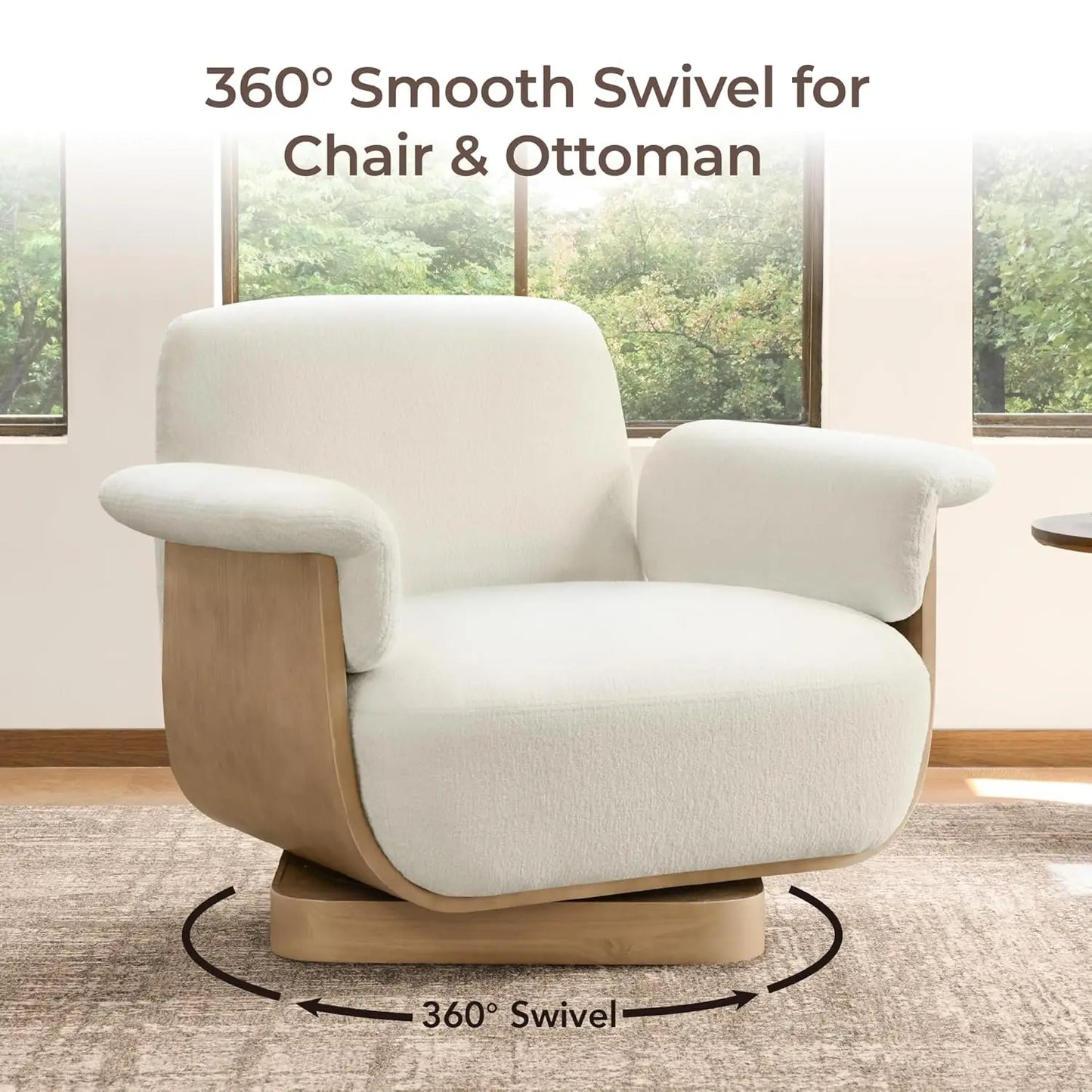 Fabric Swivel Accent Chair With Storage Ottoman For Living Room