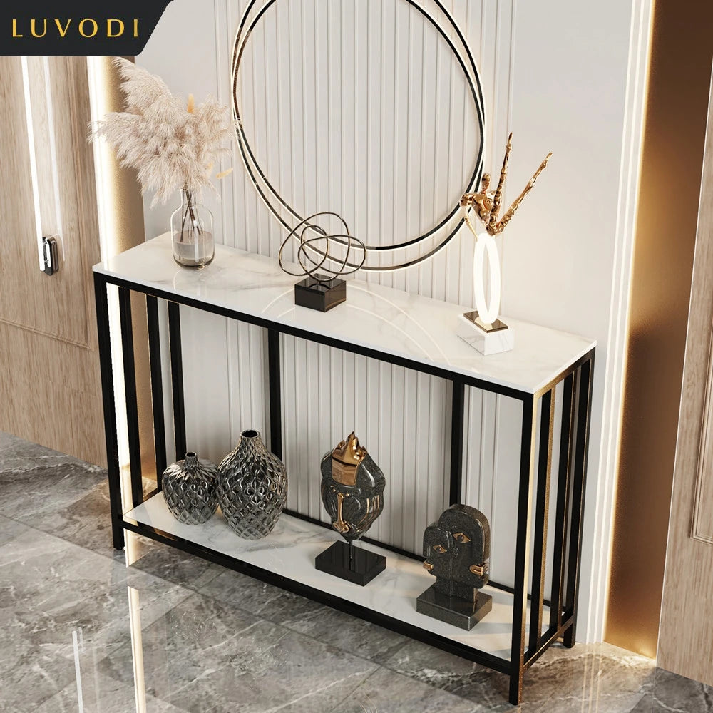 LUVODI Style Console Table With Metal Frame And Shelves