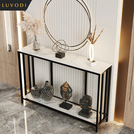 LUVODI Style Console Table With Metal Frame And Shelves