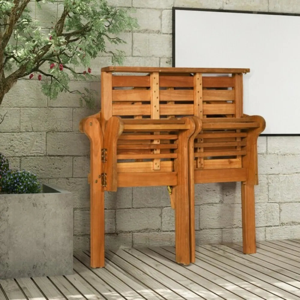 Outdoor Folding Bench Eucalyptus Wood With Backrest And Armrests