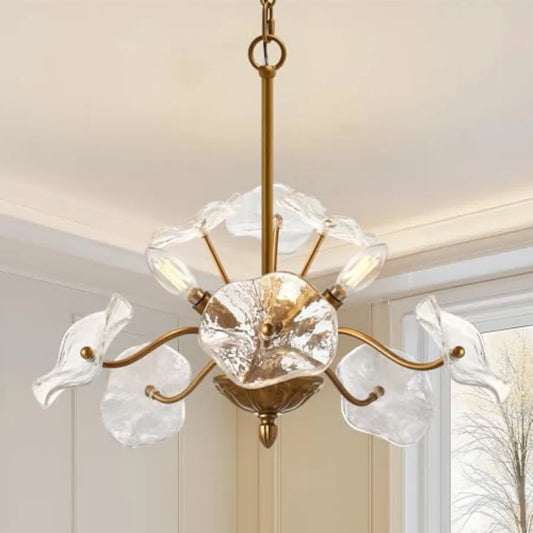 Vintage Flower Glass Pendant Chandelier Mid Century Dining Room