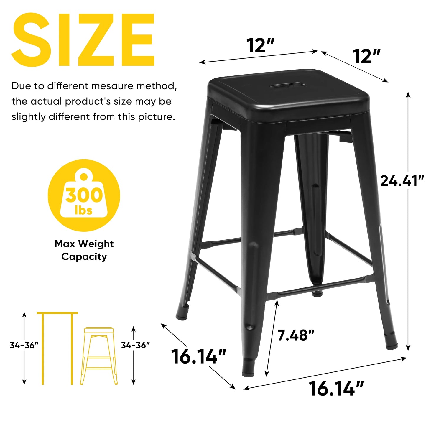 JHK 4 Pack Metal Bar Stools Backless No Assembly Required Outdoor