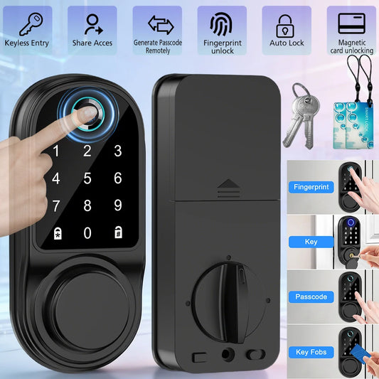 Bluetooth Smart Deadbolt Lock With Fingerprint And Touch Keypad
