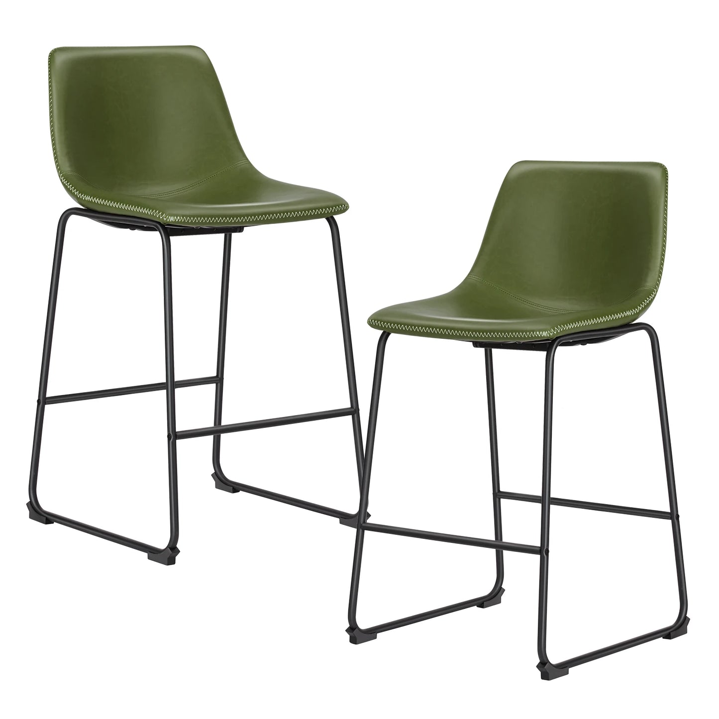 JHK PU Leather Counter Height High Chair Set 2 Pack