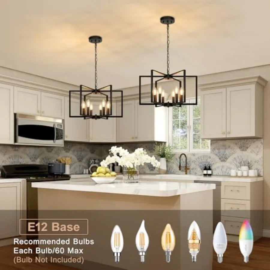 Farmhouse Chandelier Geometric Dining Room Light Fixture Modern Industrial