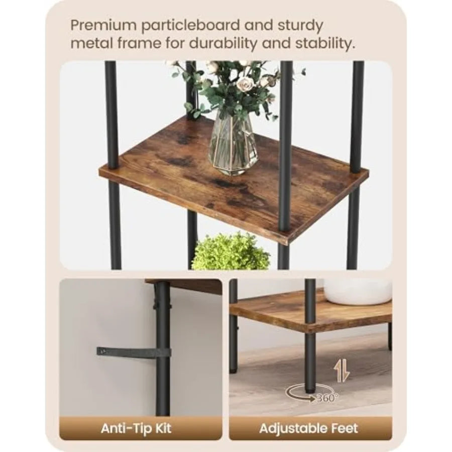 Modern 5 Tier Corner Floor Lamp Dimmable Led Display Shelves