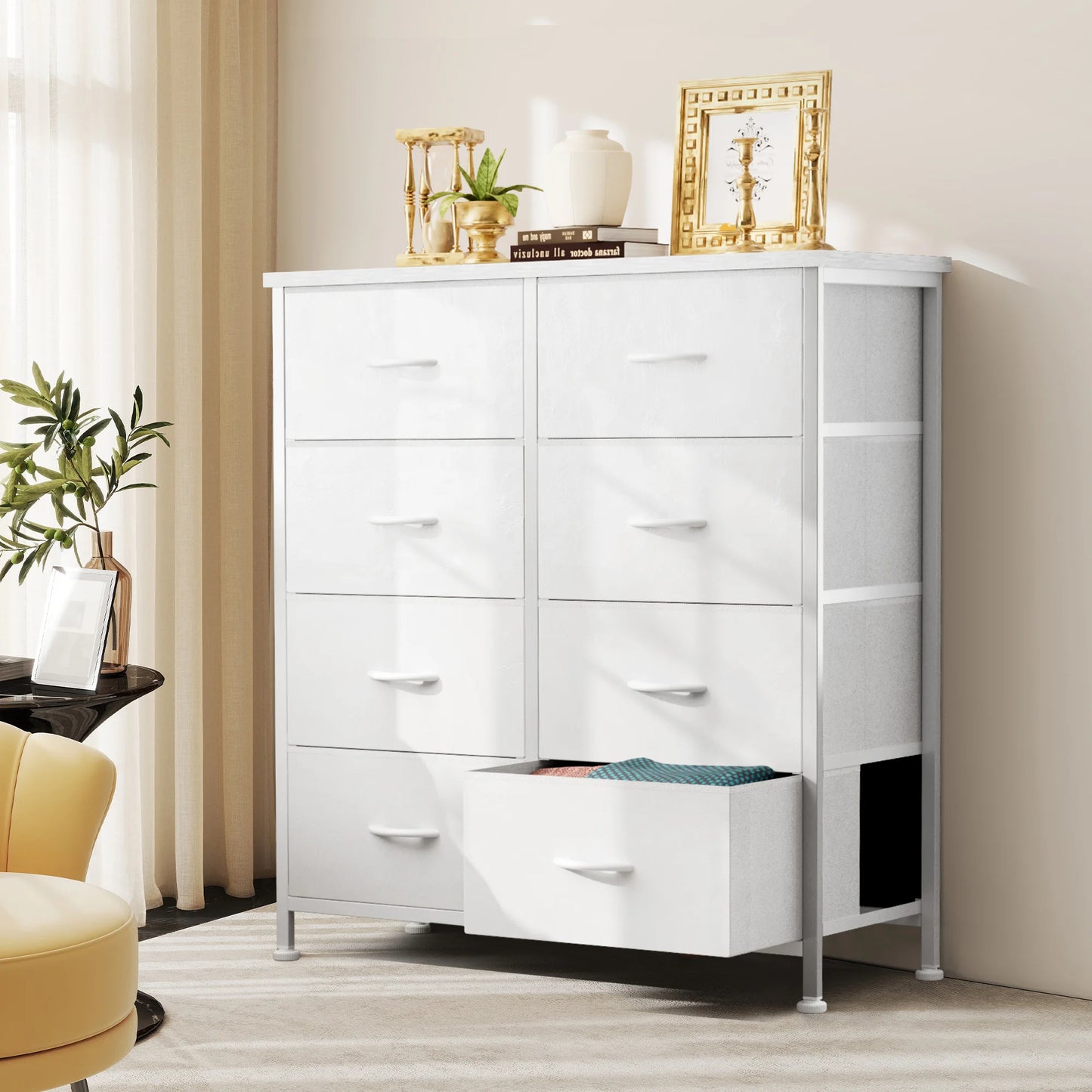 JHK Dresser Wardrobe With 8 Fabric Drawers Steel Frame