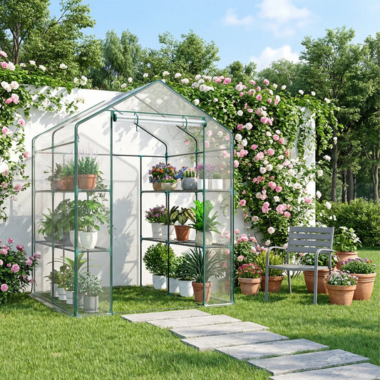 Walkin Greenhouse With Shelf Multi Tier Plant Rack Indoor Outdoor