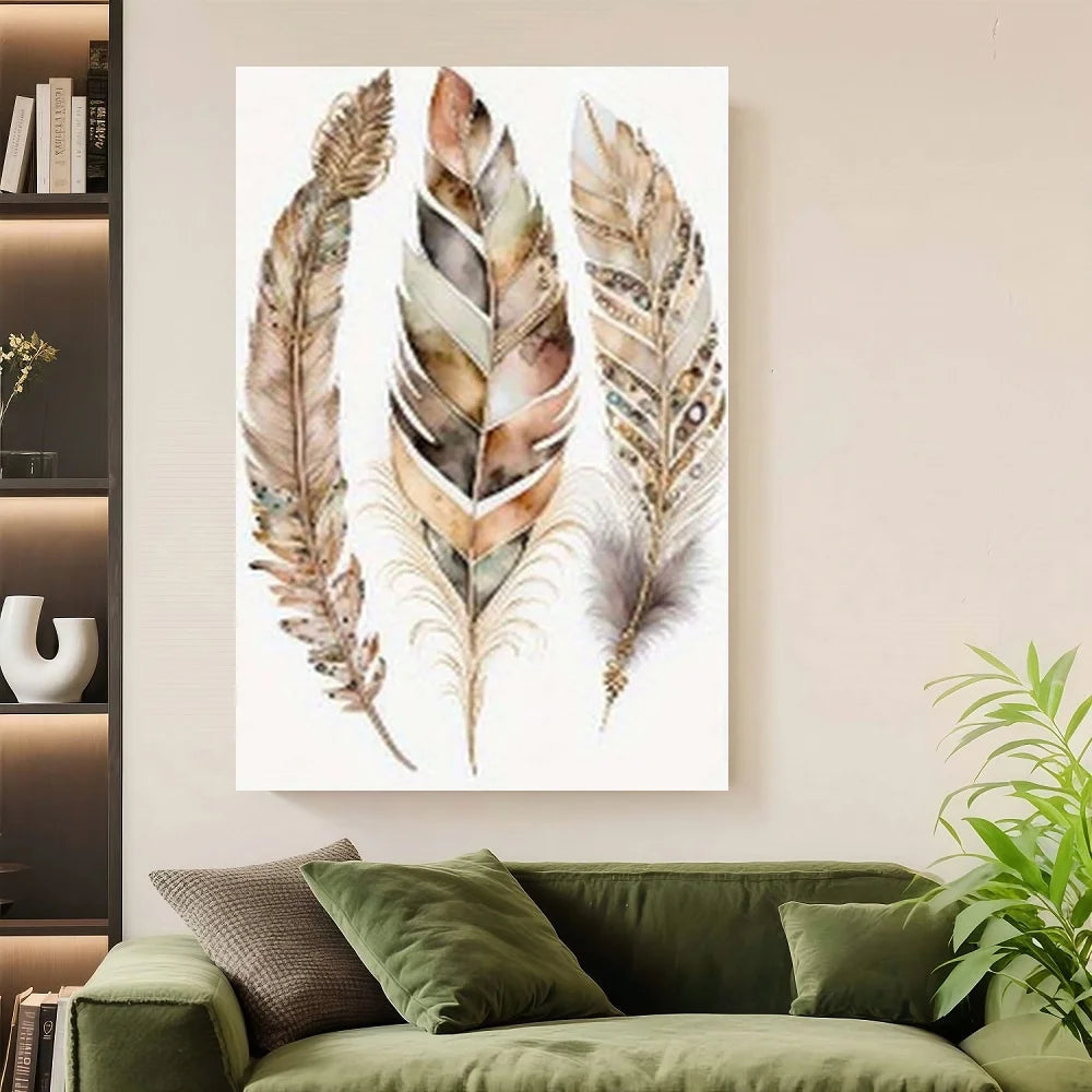 Framed Canvas Print Tree Of Life Dream Catcher Feathers Religious