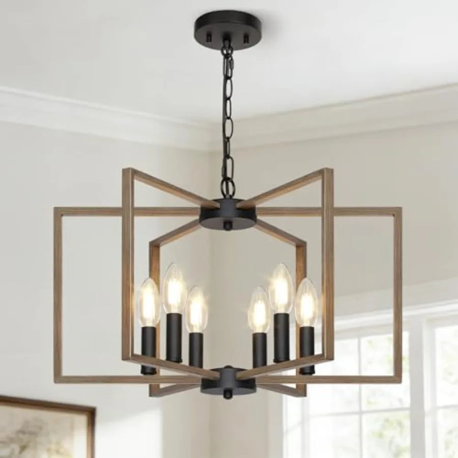 Farmhouse Chandelier Geometric Dining Room Light Fixture Modern Industrial