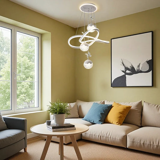 Led Pendant Chandelier With Three Color Temperatures And Adjustable Height