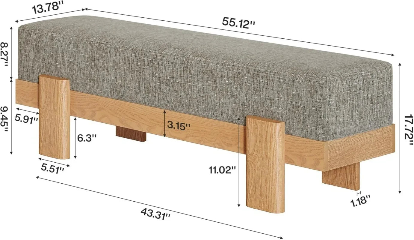 Tribesigns Upholstered Entryway Bench With Plush Cushion And MDF Frame
