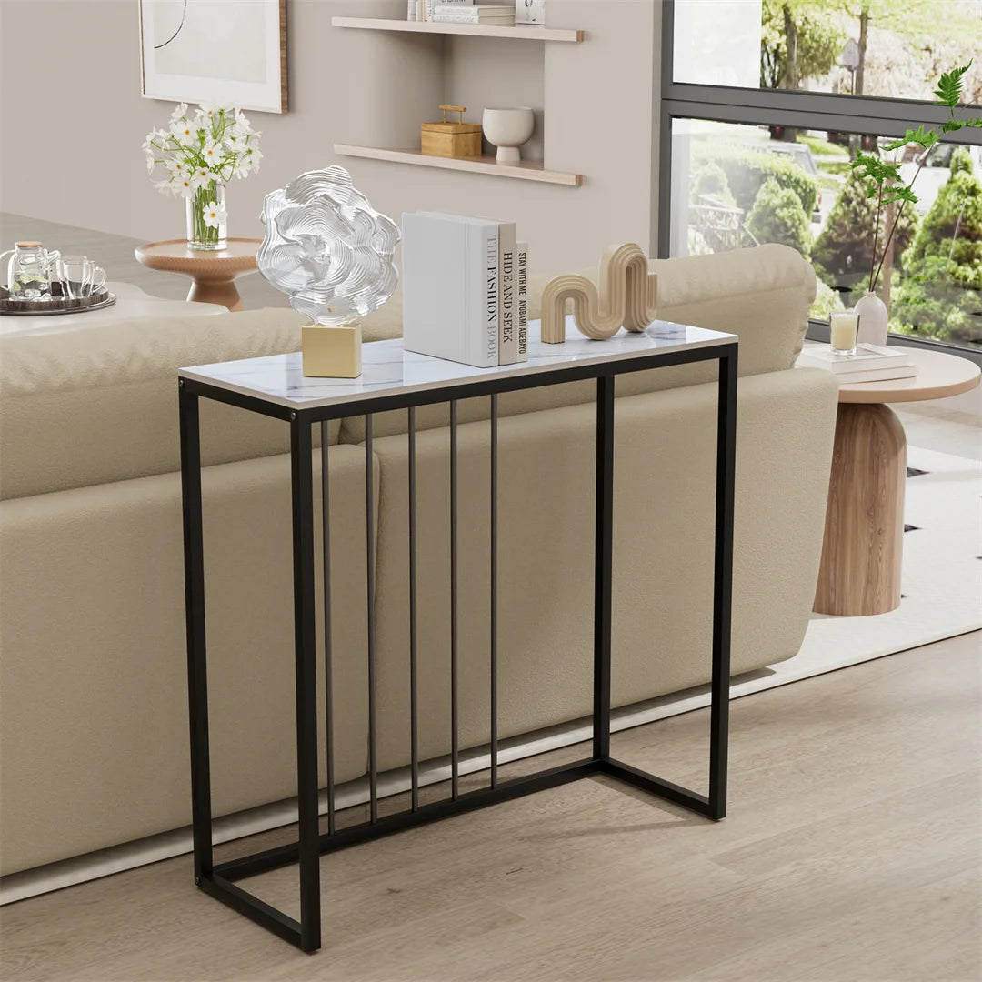 LUVODI Narrow Console Table With Storage For Entryway Metal Frame