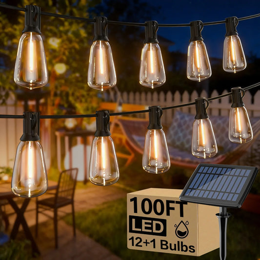 GUPUP Solar String Lights 24 LED Beads Outdoor Patio Decor