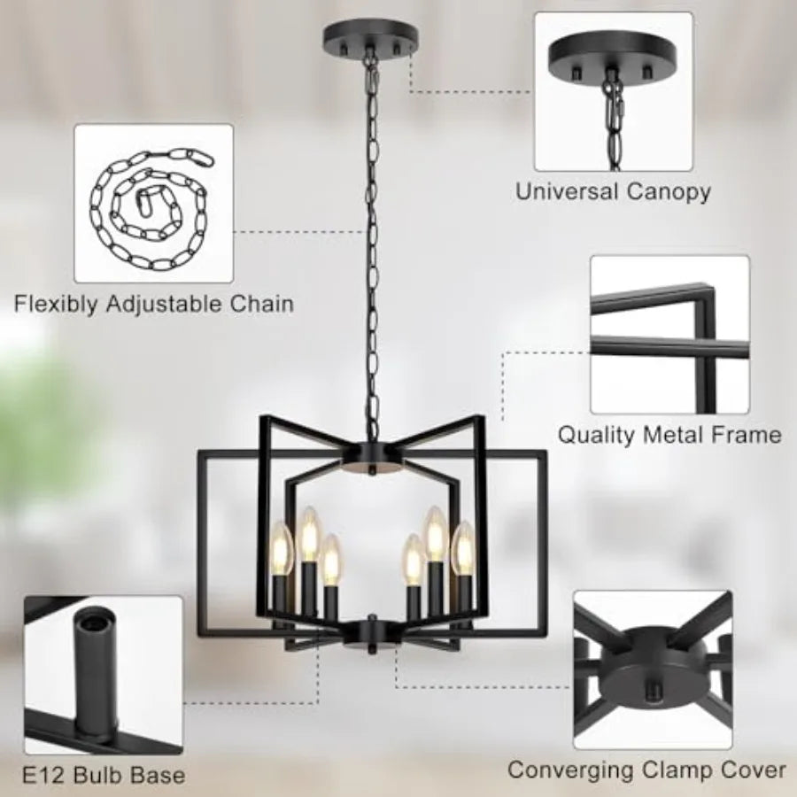 Farmhouse Chandelier Geometric Dining Room Light Fixture Modern Industrial