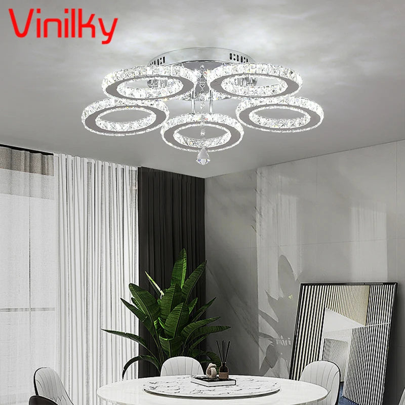 Vinilky Crystal Ceiling Chandelier Lamp For Living Room And Dining
