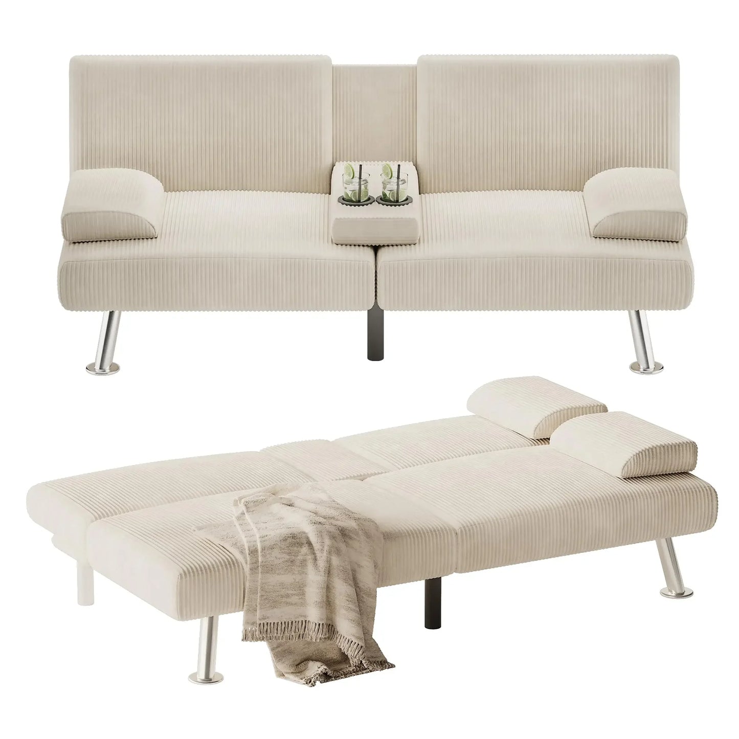 Flamaker Futon Sofa Bed Modern Folding Set With Convertible Recliner