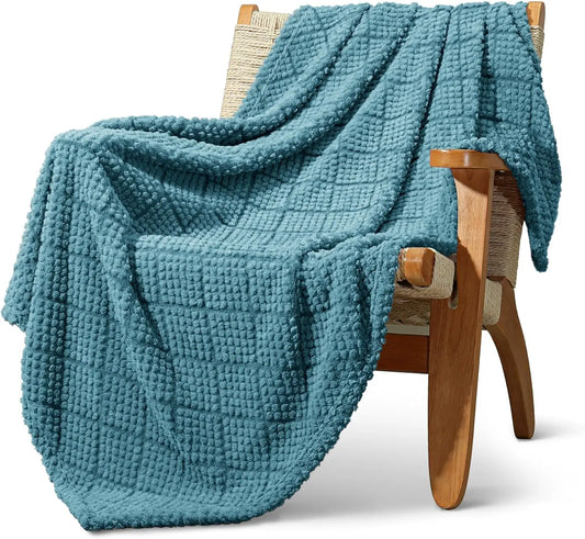 Soft Fluffy Jacquard Waffle Blanket Lightweight Cotton For All Seasons