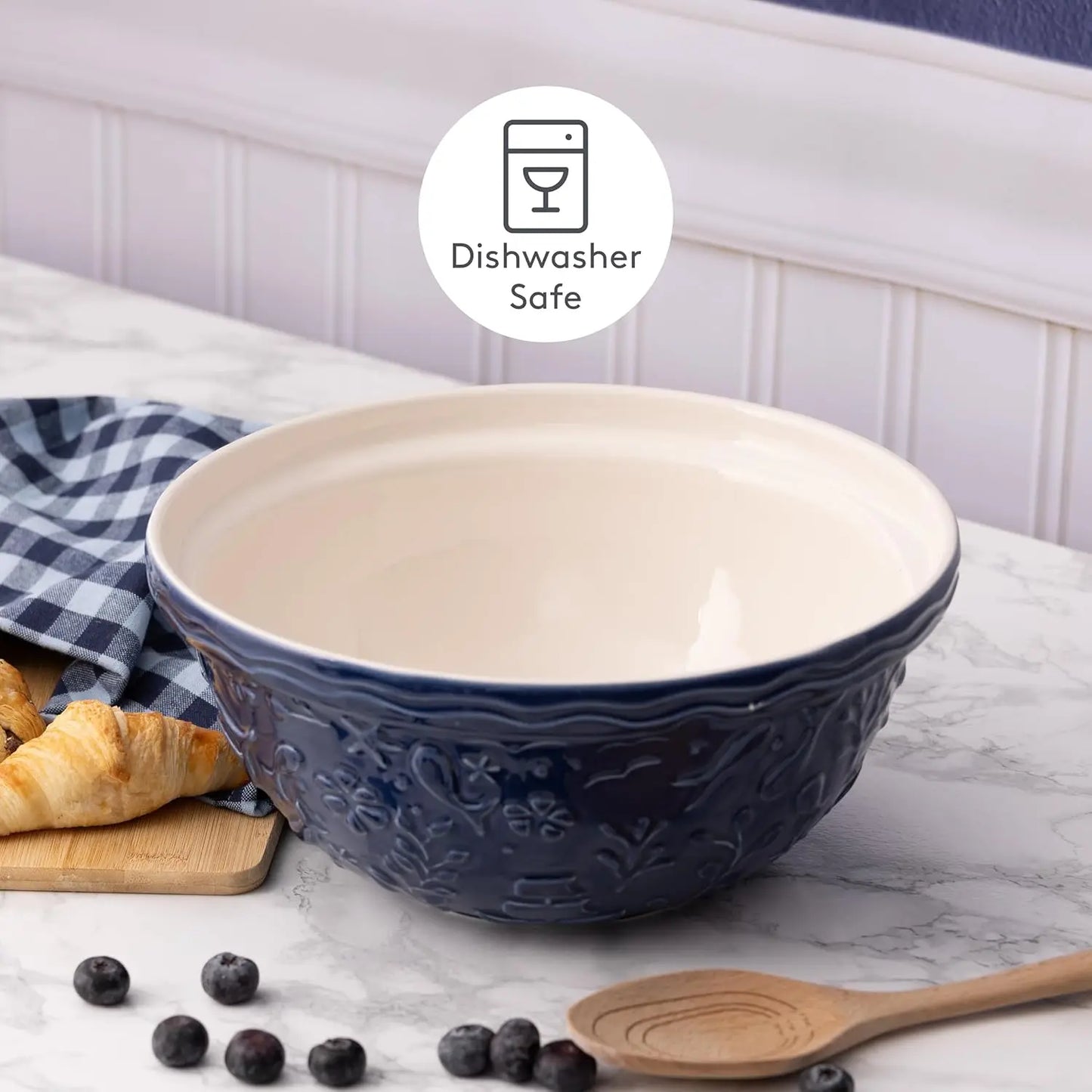 Durable Earthenware Mixing Bowl For Baking And Serving Dishwasher Safe