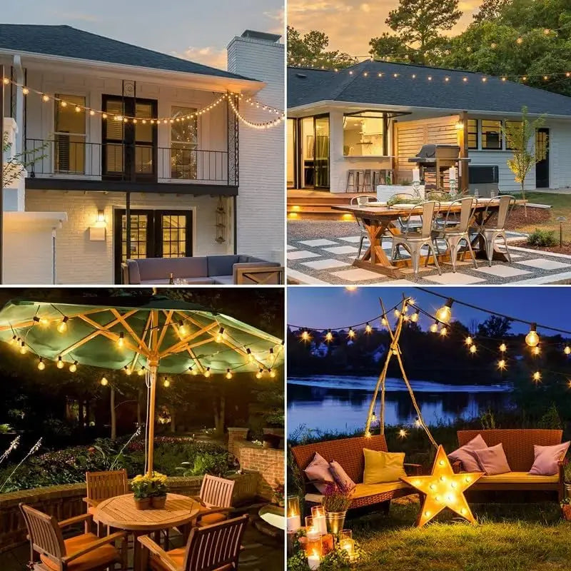 Aiopp LED Globe String Lights Outdoor With US Plug Shatterproof Plastic Bulbs