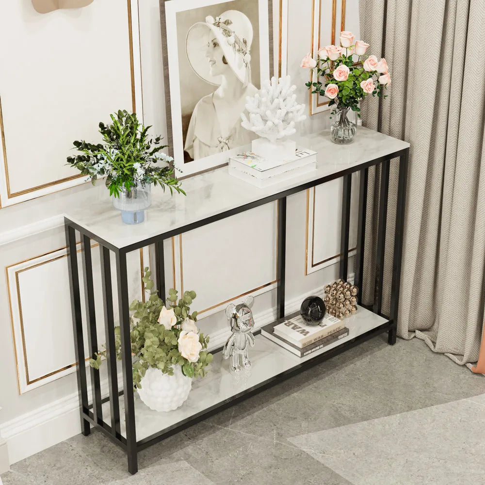 LUVODI Style Console Table With Metal Frame And Shelves