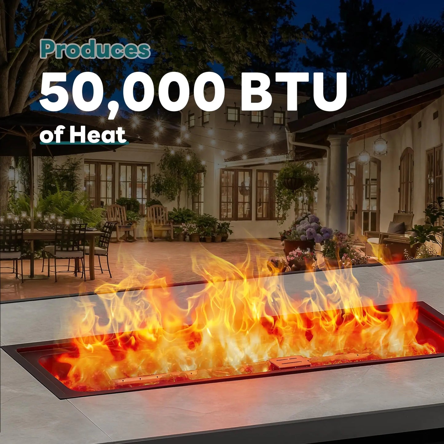 JHK Outdoor Propane Fire Pit Table 50000 BTU For Patio