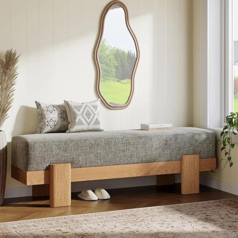 Tribesigns Upholstered Entryway Bench With Plush Cushion And MDF Frame